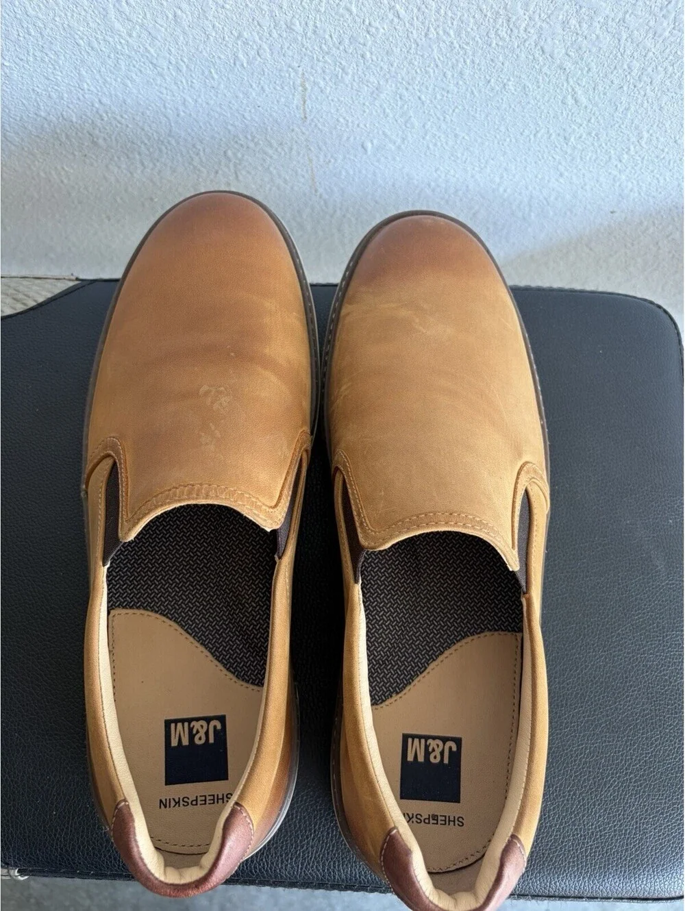 Johnston & Murphy McGuffey Slip On Light Tan Oiled Full Grain Leather 9 M